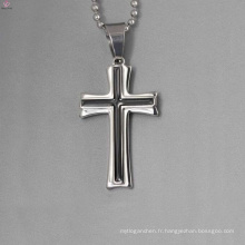 Wholesale simple pendentif en argent design, émail noir croix pendentif